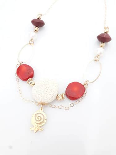 שרשרת שיראל בורדו אדום לבן